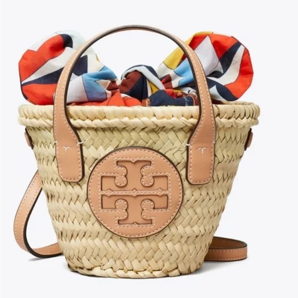 TORY BURCH Ella Straw Basket Micro Tote Bag